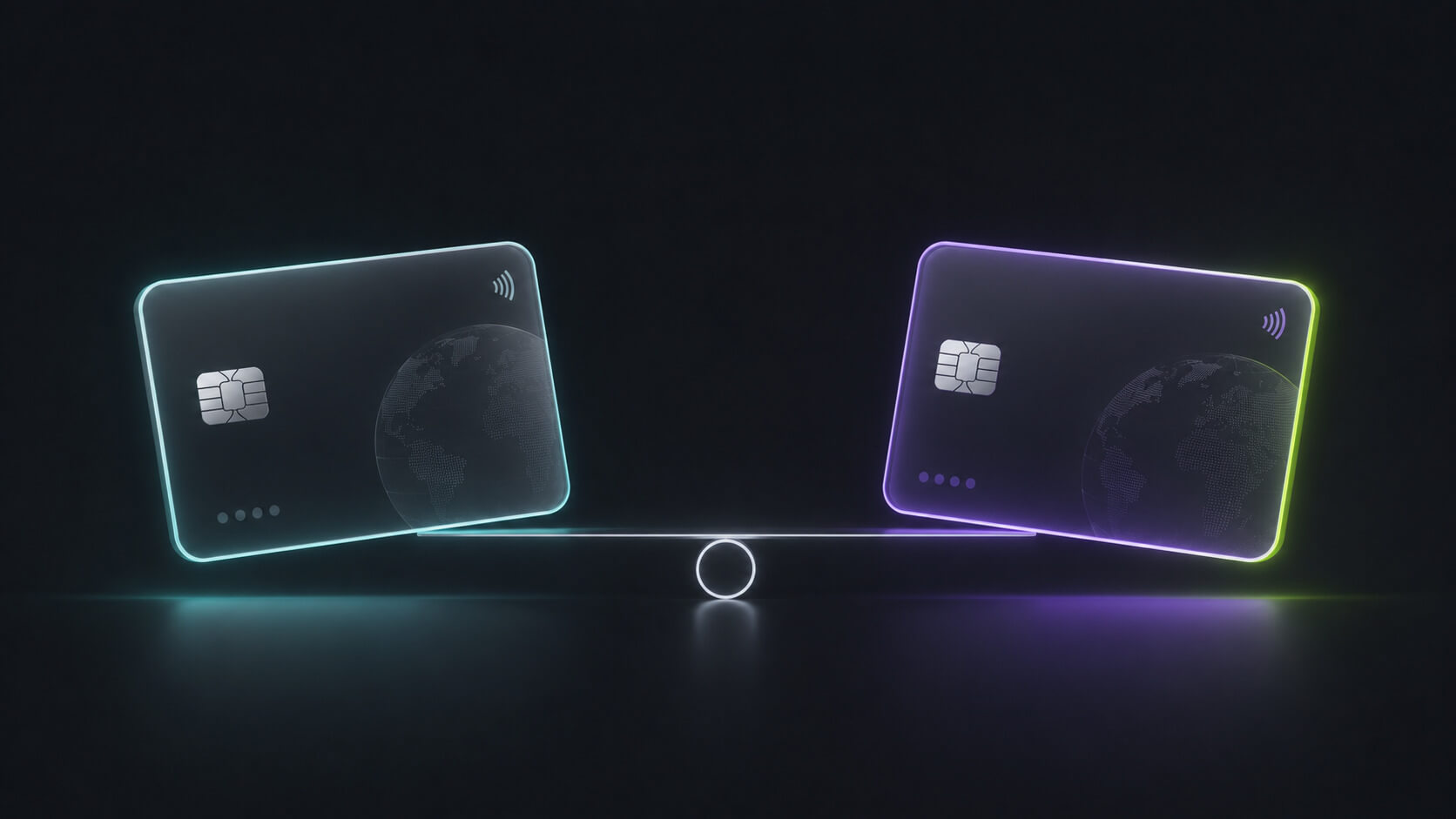 Comparación visual entre dos tarjetas multidivisa representando Meru y Wise