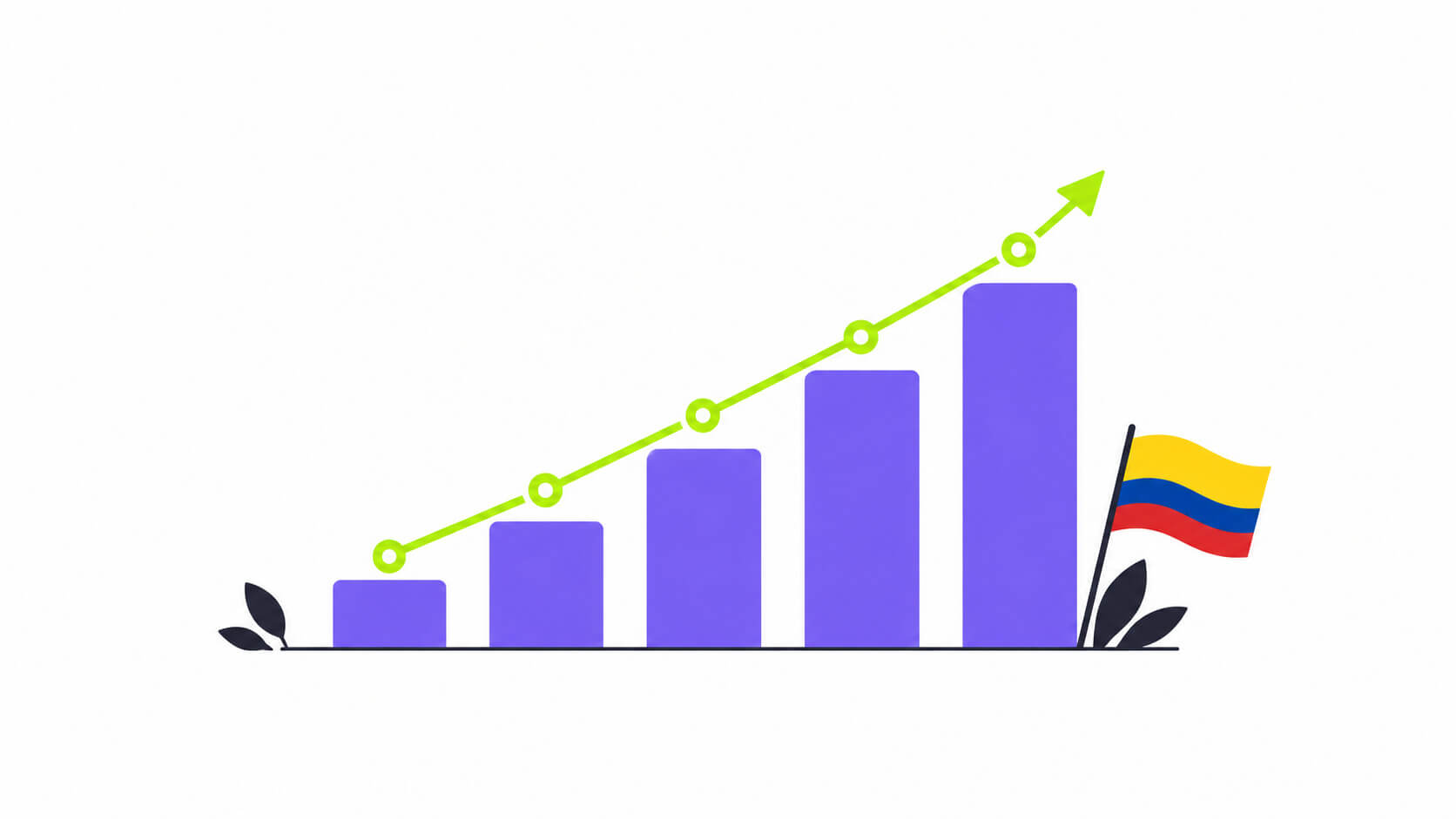 inversión en crecimiento junto a la bandera de Colombia