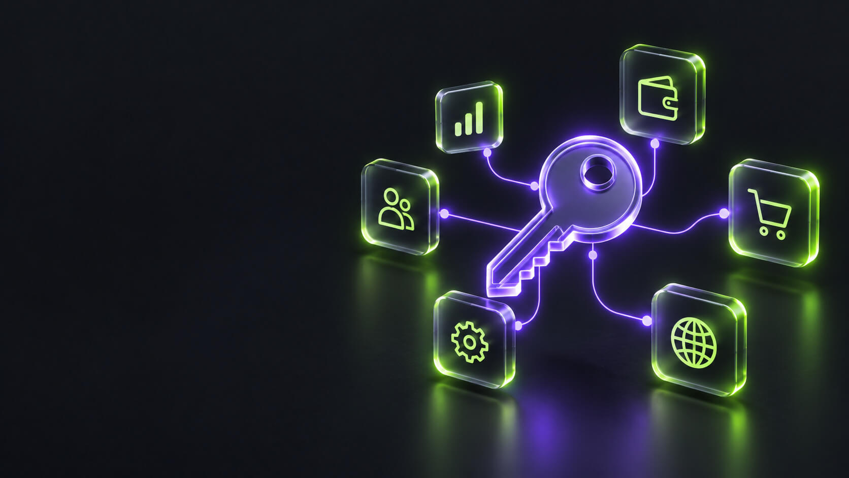 llave digital dando acceso a varias aplicaciones descentralizadas