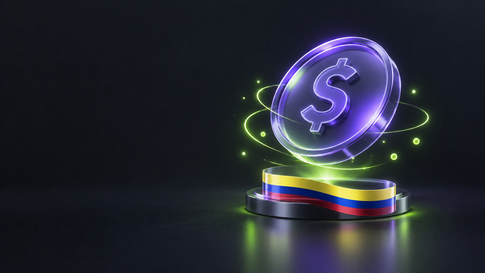 stablecoin estable junto a la bandera de Colombia